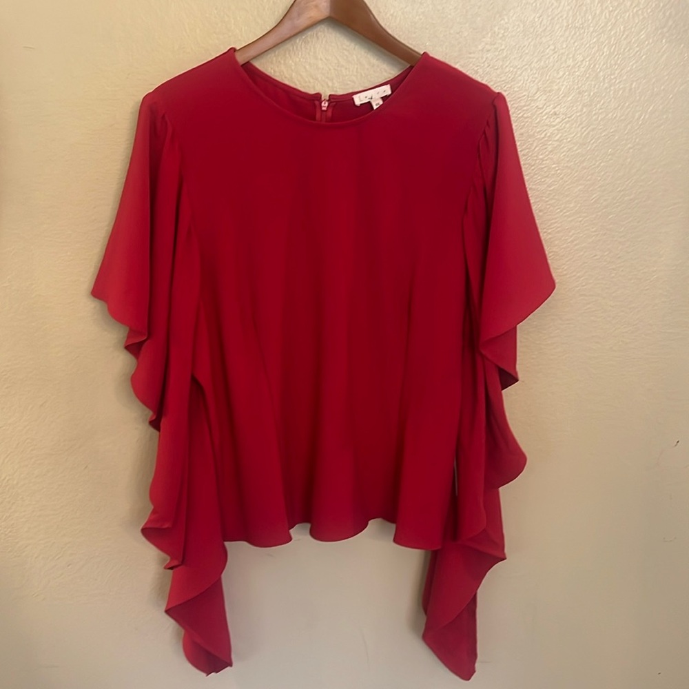 NWT Leith Red Cerise Romantic Flowy Sleeve Blouse XXL